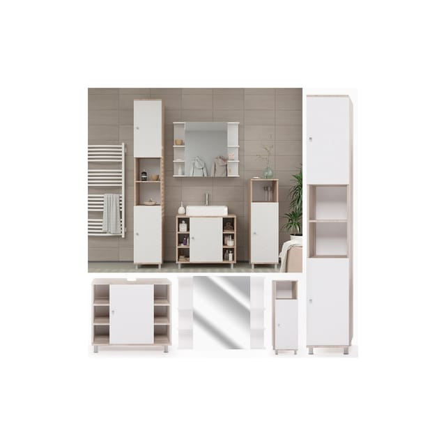 Vicco Badmöbel-Set Fynn Sonoma/Weiß 4 Teile