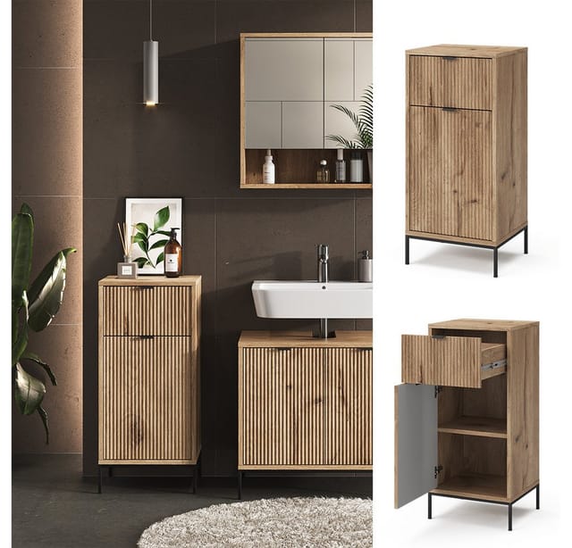 Vicco Midischrank Eliza Viking Oak 40 x 87 cm mit Tür und Schublade