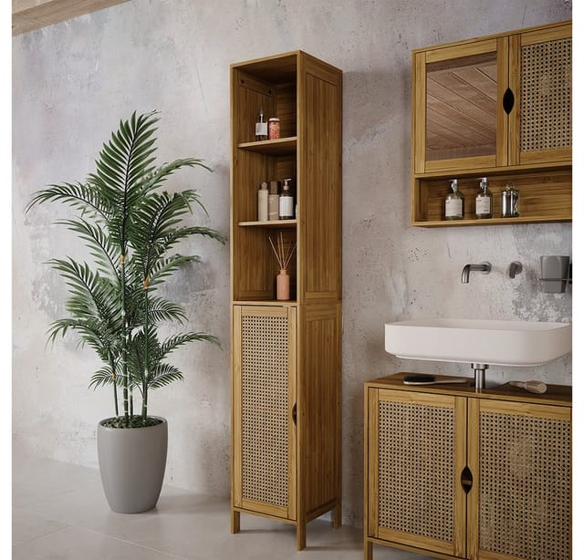 Vicco Badschrank Liora Bambus 30 x 170 cm