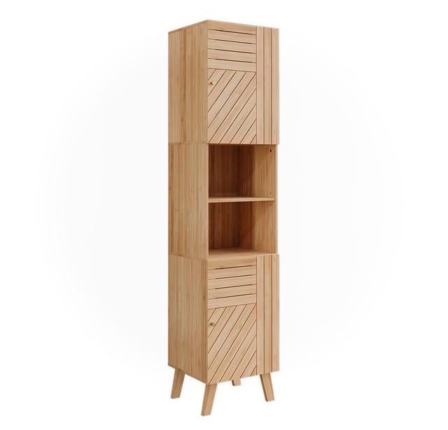 Vicco Badschrank Lucie Bambus 40 x 177 cm mit 2 Türen