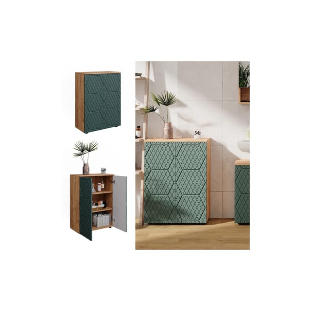 Vicco Midischrank Irma Goldkraft Eiche/Grün 60 x 81 cm