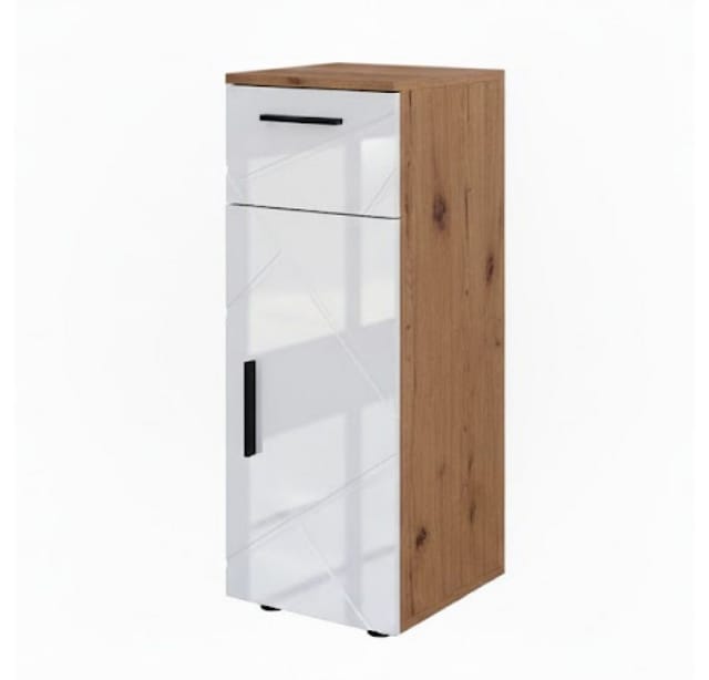 Vicco Midischrank Irma Eiche/Weiß Hochglanz 30 x 81 cm