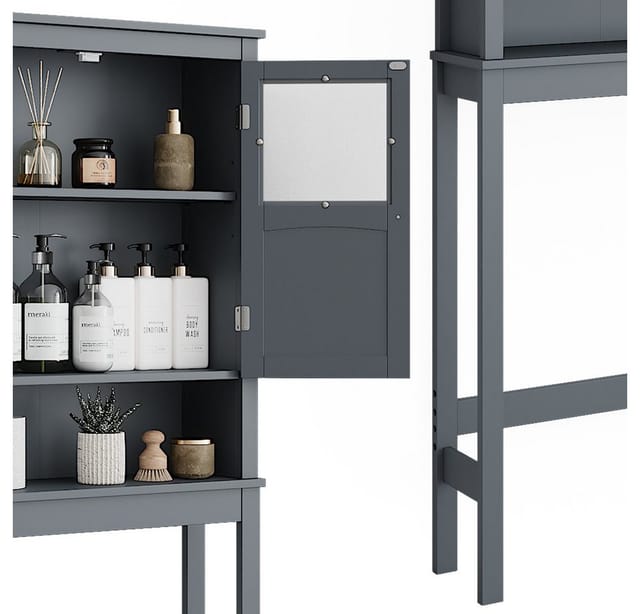 Vicco Toilettenschrank Bianco Grau 69 x 171 cm