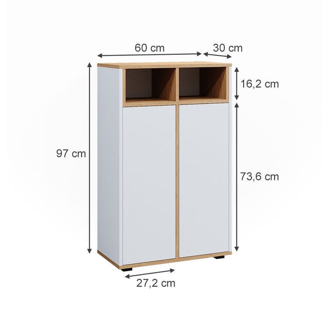 Vicco Midischrank Didi Weiß/Artisan 60 x 97 cm mit 2 Türen