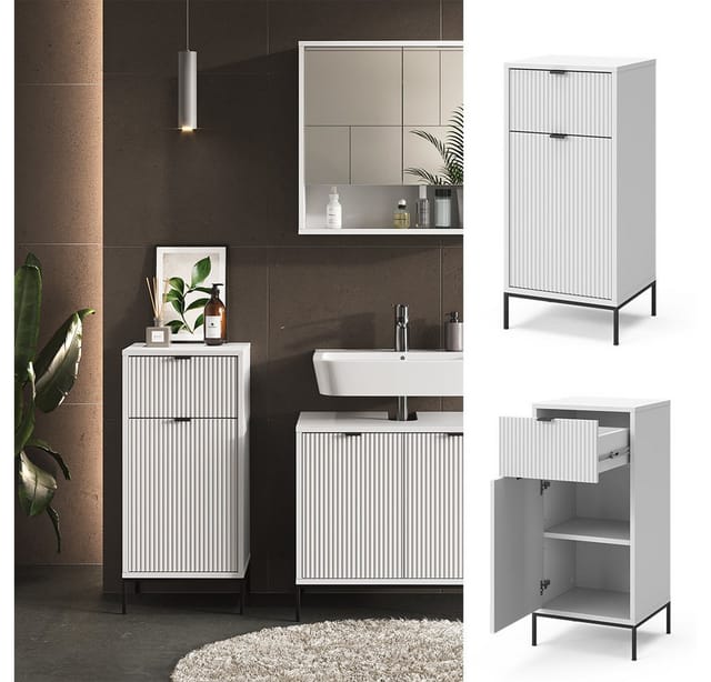 Vicco Midischrank Eliza Weiß 40 x 87 cm mit Tür und Schublade