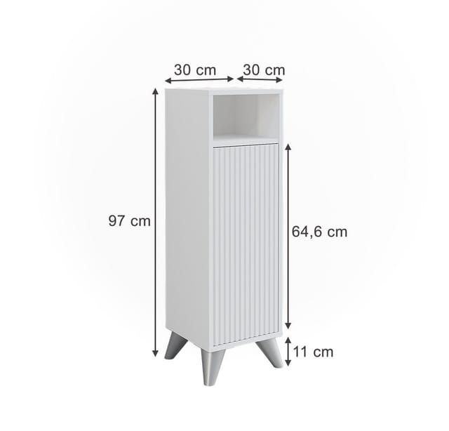 Vicco Midischrank Leano Weiß 30 x 97 cm mit Tür