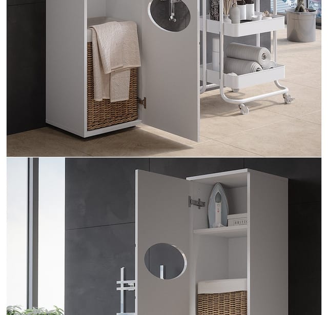 Vicco Wäscheschrank Irma Weiß 37 x 192 cm