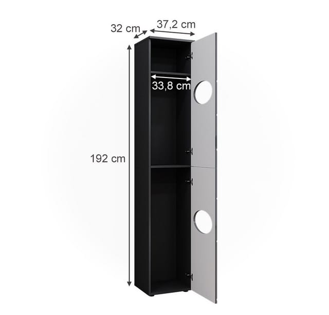Vicco Wäscheschrank Irma Anthrazit 37 x 192 cm