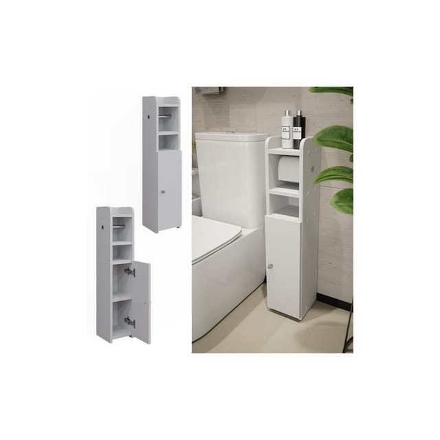 Vicco Toilettenpapierschrank Fynn Weiß 18 x 82 cm mit 1 Tür