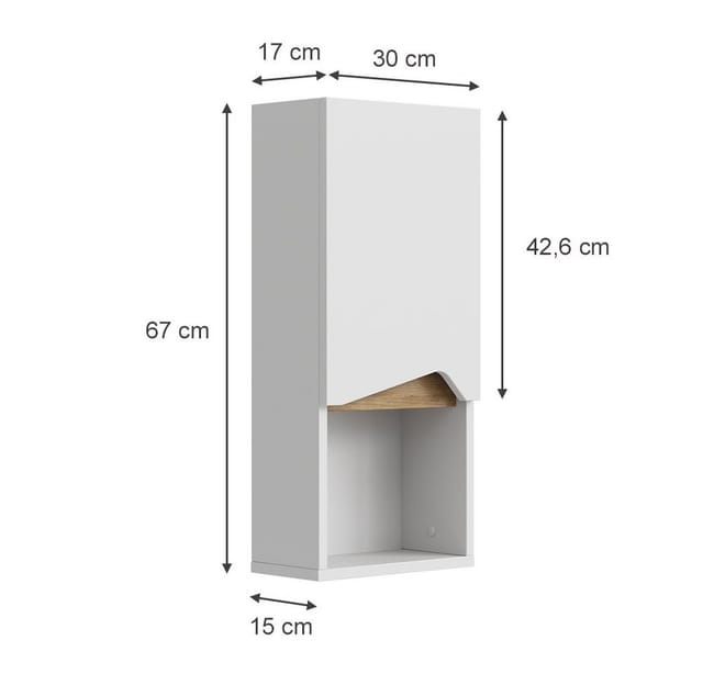 Vicco Badschrank Marelle Weiß/Artisan-Eiche 30 x 67 cm mit Tür und offenem Fach