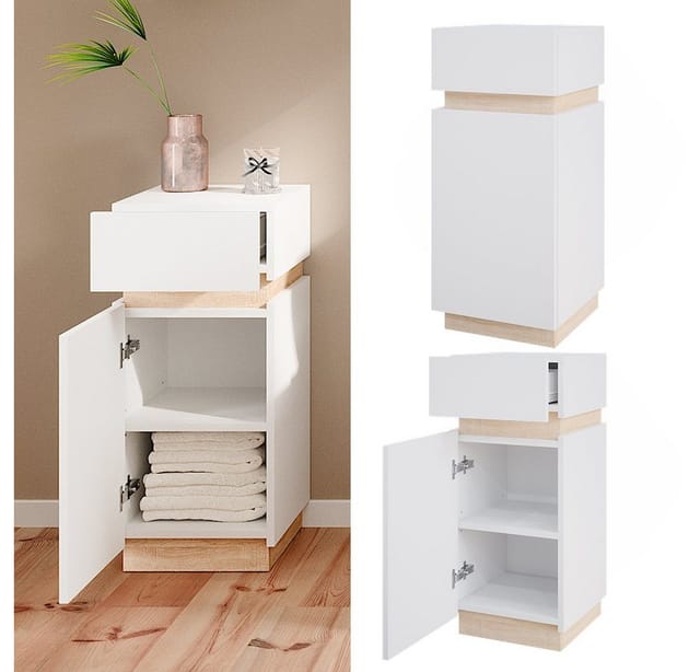 Vicco Midischrank Gloria Weiß/Sonoma 33 x 76 cm mit Tür und Schublade
