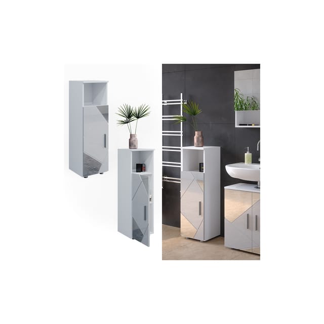 Vicco Midischrank Irma Weiß Hochglanz mit Einsätzen 30 x 95 cm