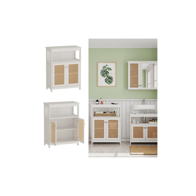 Vicco Midischrank Rosario Weiß 60 x 80 cm mit Türen und offenem Fach