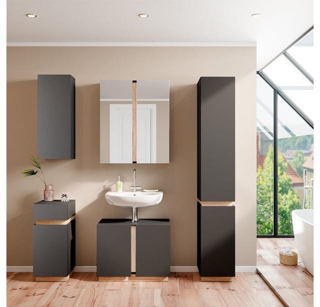 Vicco Midischrank Gloria Anthrazit/Sonoma 33 x 76 cm mit Tür und Schublade
