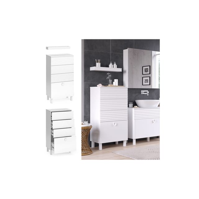 Vicco Midischrank Sola Weiß 60 x 113 cm mit 4 Schubladen