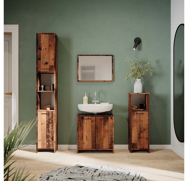 Vicco Badschrank Kiko Eiche Rustikal 30 x 190 cm