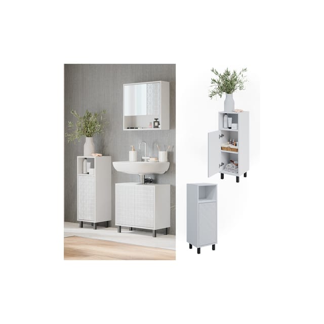 Vicco Midischrank Agasta Weiß Hochglanz 30 x 87 cm