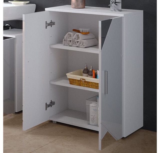 Vicco Midischrank Irma Weiß Hochglanz mit Einsätzen 60 x 81 cm