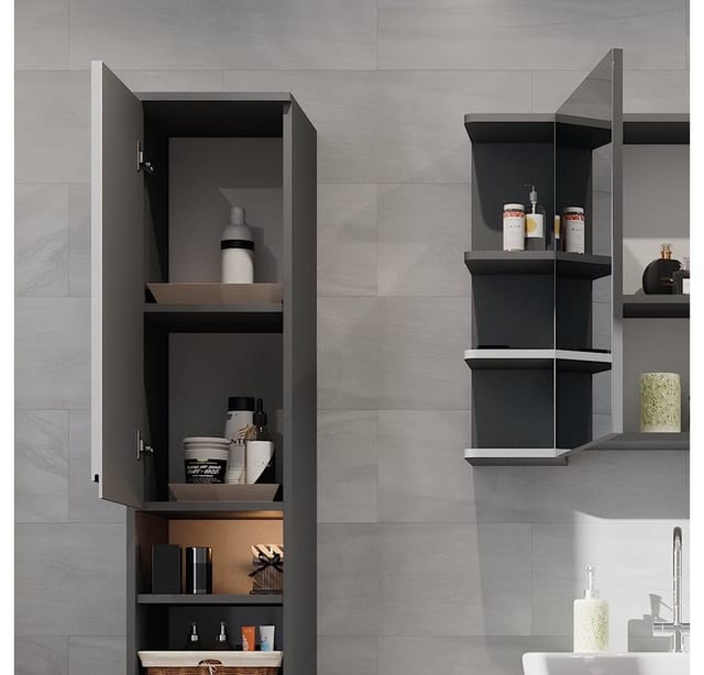Vicco Badschrank J-Shape Weiß/Anthrazit 30 x 190 cm