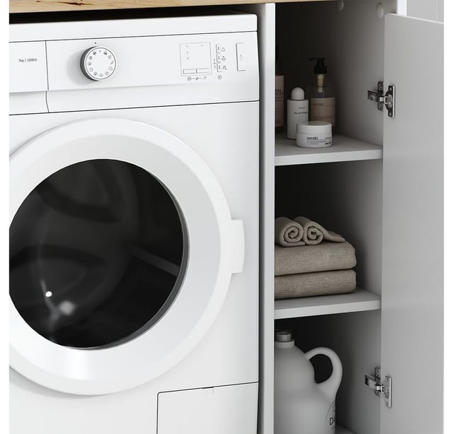 Vicco Waschmaschinenschrank Viktor Weiß 94 x 89 cm mit 3 Fächer
