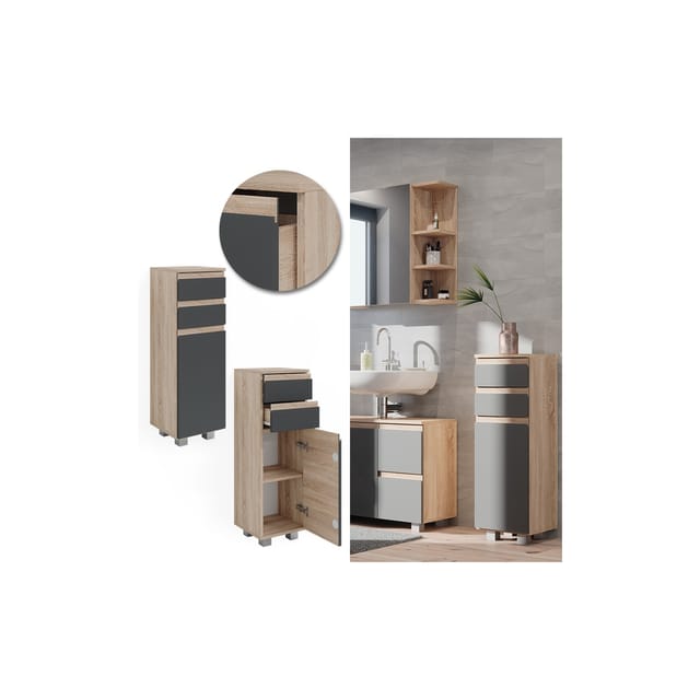 Vicco Midischrank J-Shape Anthrazit/Sonoma 30 x 95 cm