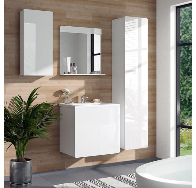 Vicco Badschrank Izan Weiß Hochglanz 37 x 77 cm