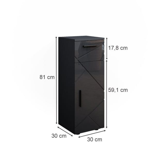 Vicco Midischrank Irma Anthrazit Hochglanz 30 x 81 cm
