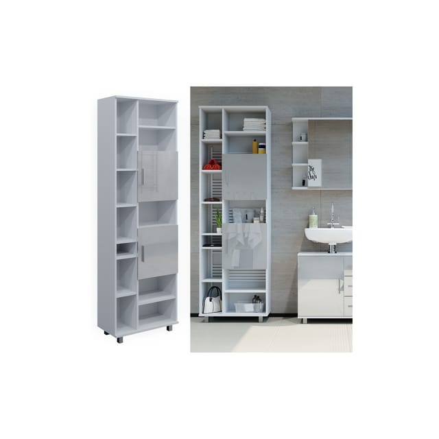 Vicco Badschrank Ilias Weiß Hochglanz 60 x 190 cm
