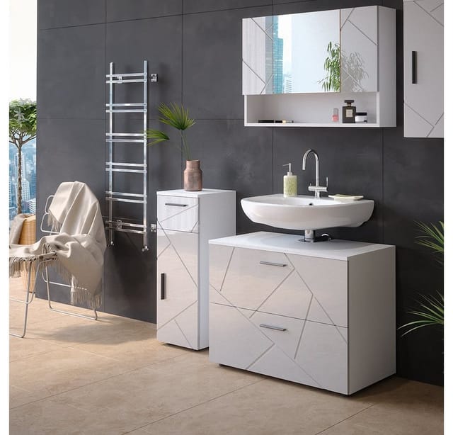 Vicco Midischrank Irma Weiß Hochglanz 30 x 81 cm