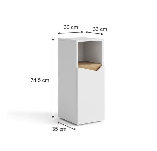 Vicco Midischrank Marelle Weiß/Artisan-Eiche 30 x 75 cm mit Tür und offenem Fach