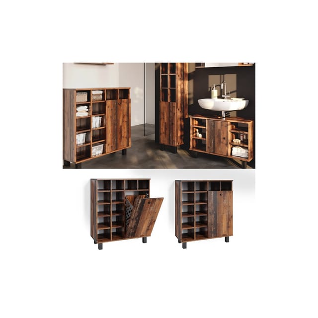 Vicco Badschrank Fynn Eiche Rustikal 79 x 92 cm