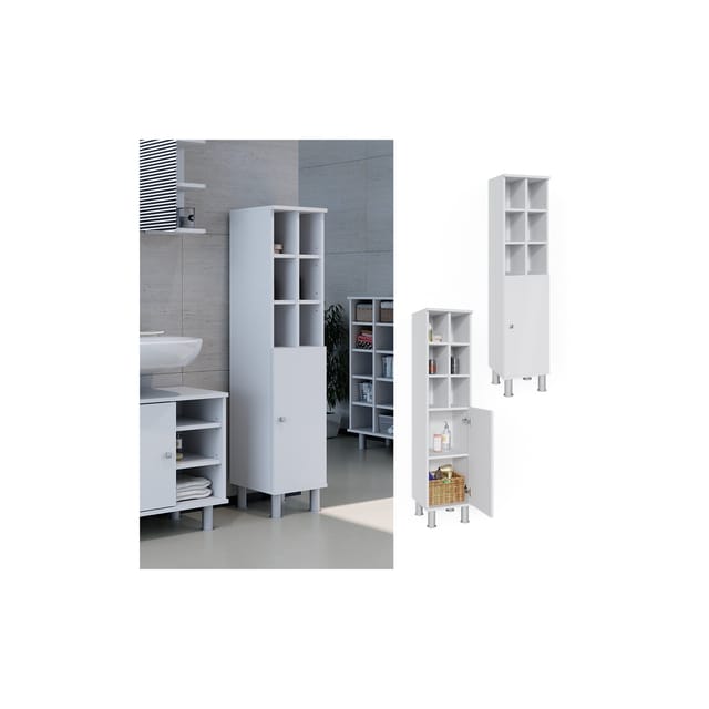 Vicco Midischrank Fynn Weiß 30 x 131 cm Große Tür