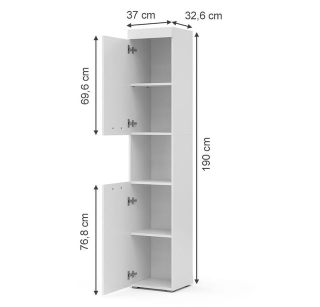Vicco Badschrank Luna Weiß 37 x 190 cm