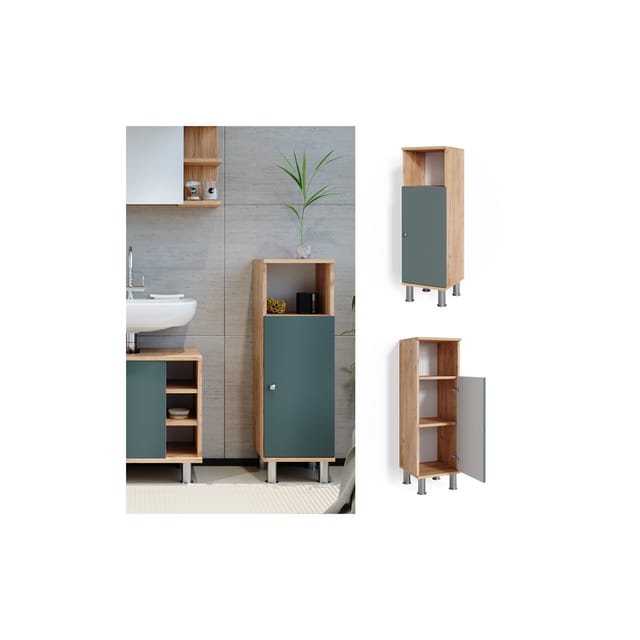 Vicco Midischrank Fynn Grün/Goldkraft Eiche 30 x 95 cm