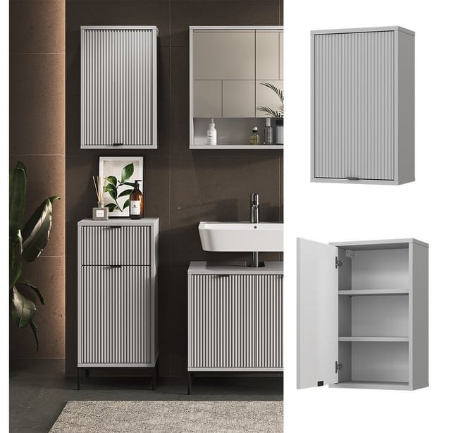 Vicco Badschrank Eliza Grau 40 x 65 cm mit 2 Regalböden