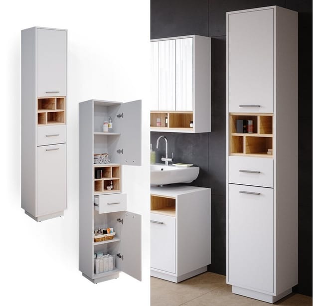 Vicco Badschrank Beatrice Weiß/Sonoma 38 x 190 cm