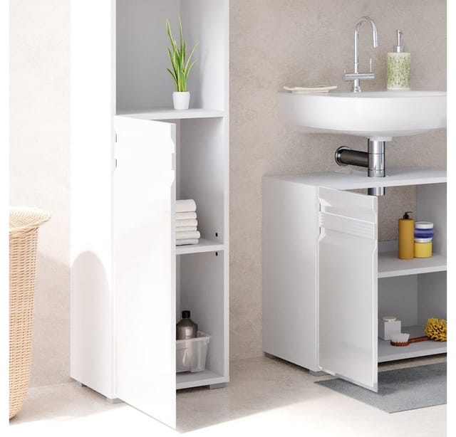 Vicco Badschrank Freddy Weiß Hochglanz 36 x 191 cm