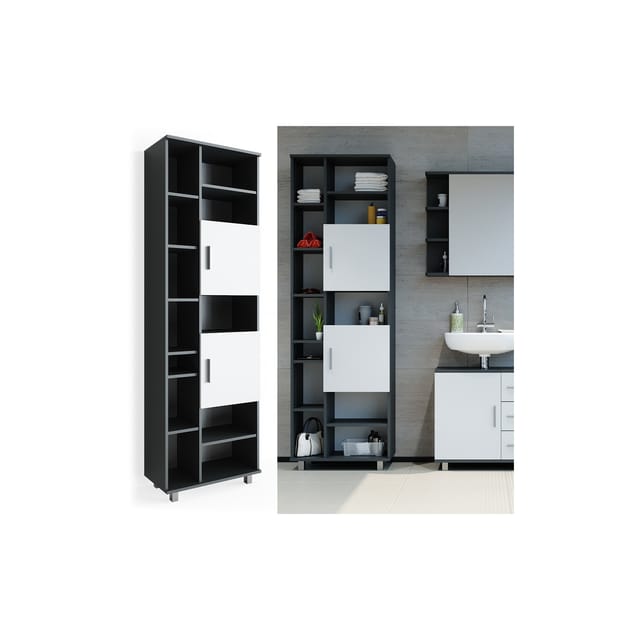 Vicco Badschrank Ilias Weiß/Anthrazit 60 x 190 cm