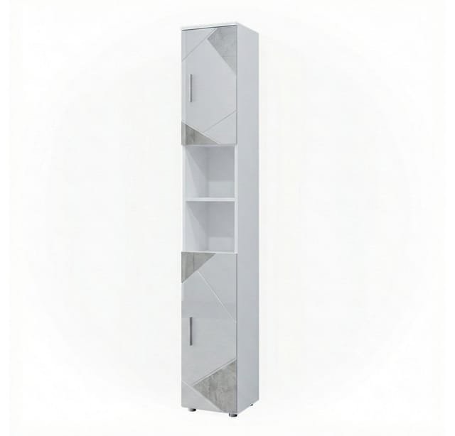 Vicco Badschrank Irma Weiß Hochglanz mit Einsätzen 30 x 192 cm