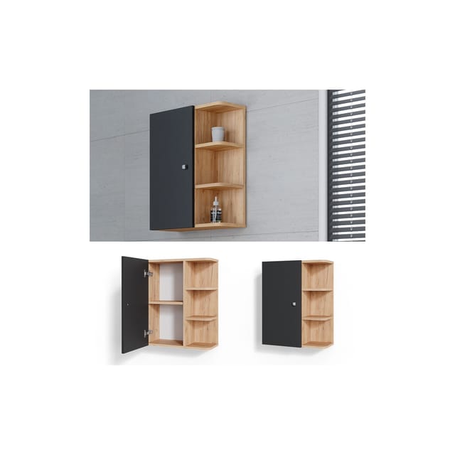 Vicco Badschrank Fynn Anthrazit/Goldkraft Eiche 47 x 59 cm