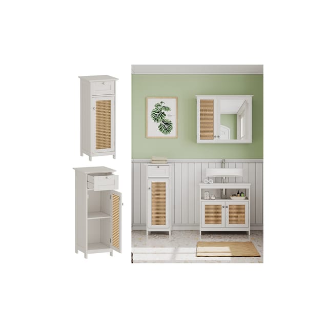 Vicco Midischrank Rosario Weiß 32 x 87 cm mit Tür und Schublade