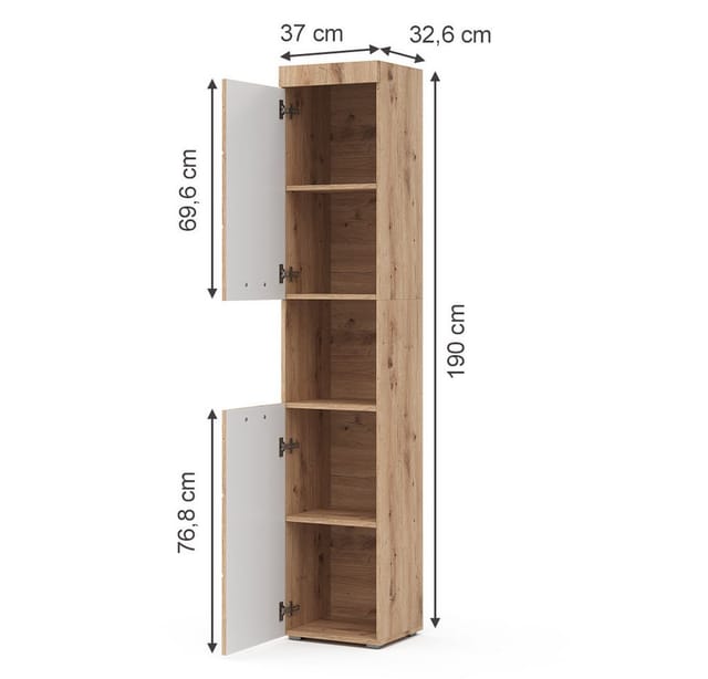 Vicco Badschrank Luna Eiche 37 x 190 cm