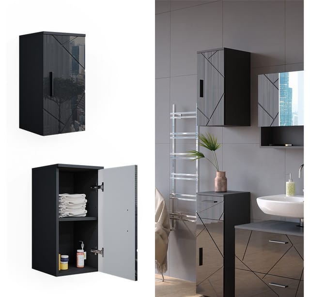 Vicco Badschrank Irma Anthrazit Hochglanz 30 x 59 cm