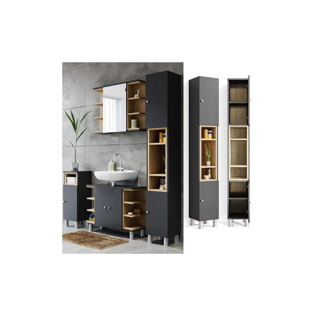 Vicco Badschrank Aquis Anthrazit/Sonoma 30 x 200 cm