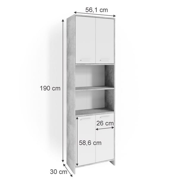 Vicco Badschrank Maris Beton/Weiß 56 x 190 cm