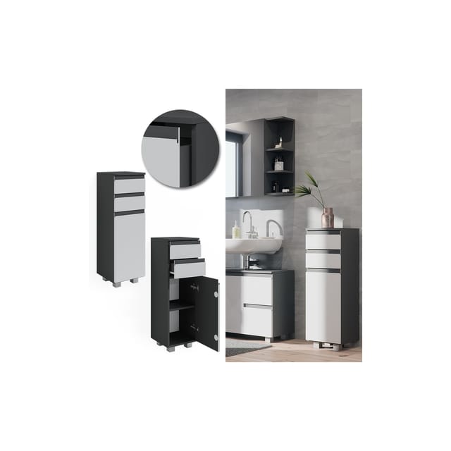 Vicco Midischrank J-Shape Weiß/Anthrazit 30 x 95 cm