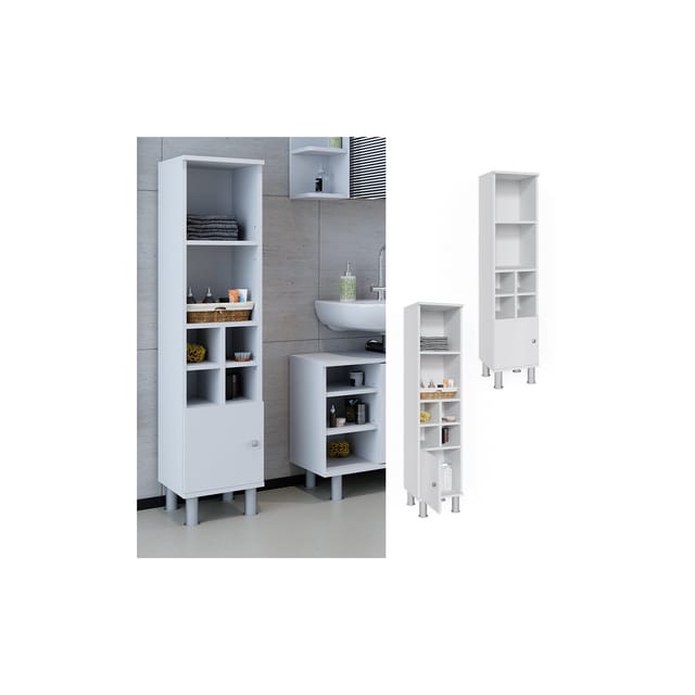 Vicco Midischrank Fynn Weiß 30 x 131 cm Kleine Tür