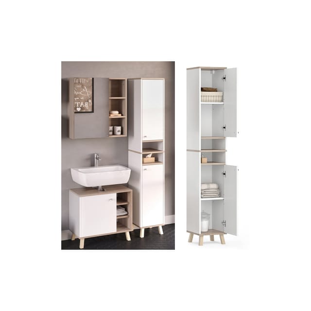 Vicco Badschrank Senyo Weiß/Sonoma 30 x 174 cm