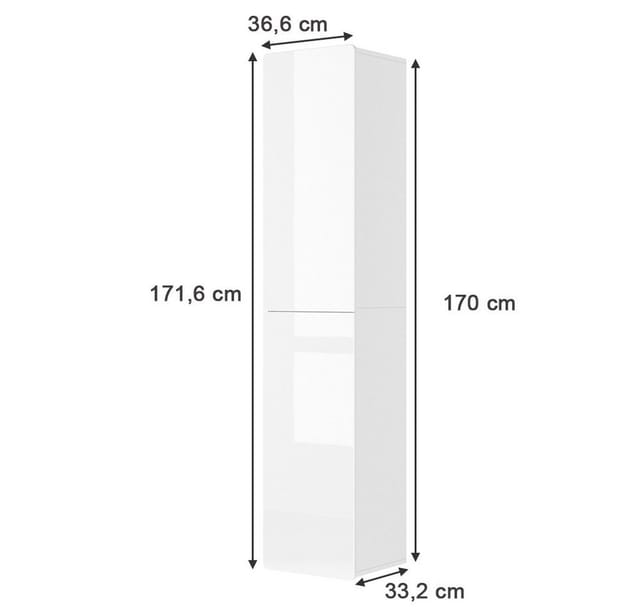 Vicco Badschrank Izan Weiß Hochglanz 37 x 172 cm