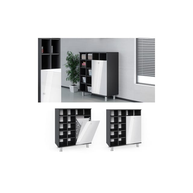 Vicco Badschrank Fynn Weiß Hochglanz/Anthrazit 79 x 92 cm